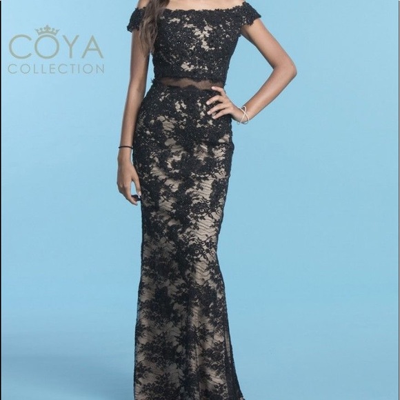 Coya Collection Dresses & Skirts - Coya Collection Black Lace/Nude Formal Prom Gown